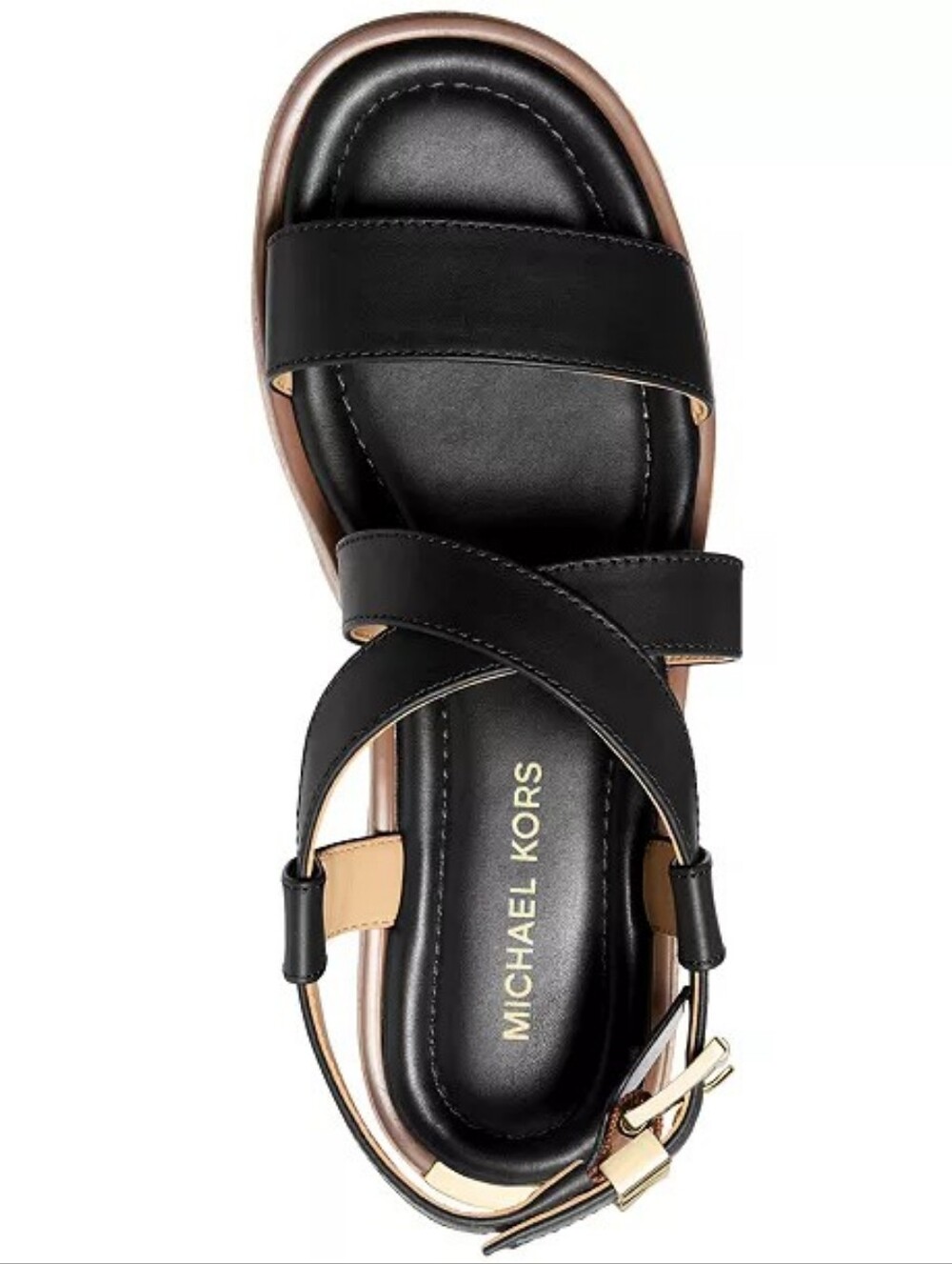 MICHAEL KORS Women's Black Leather Crisscross Sandal